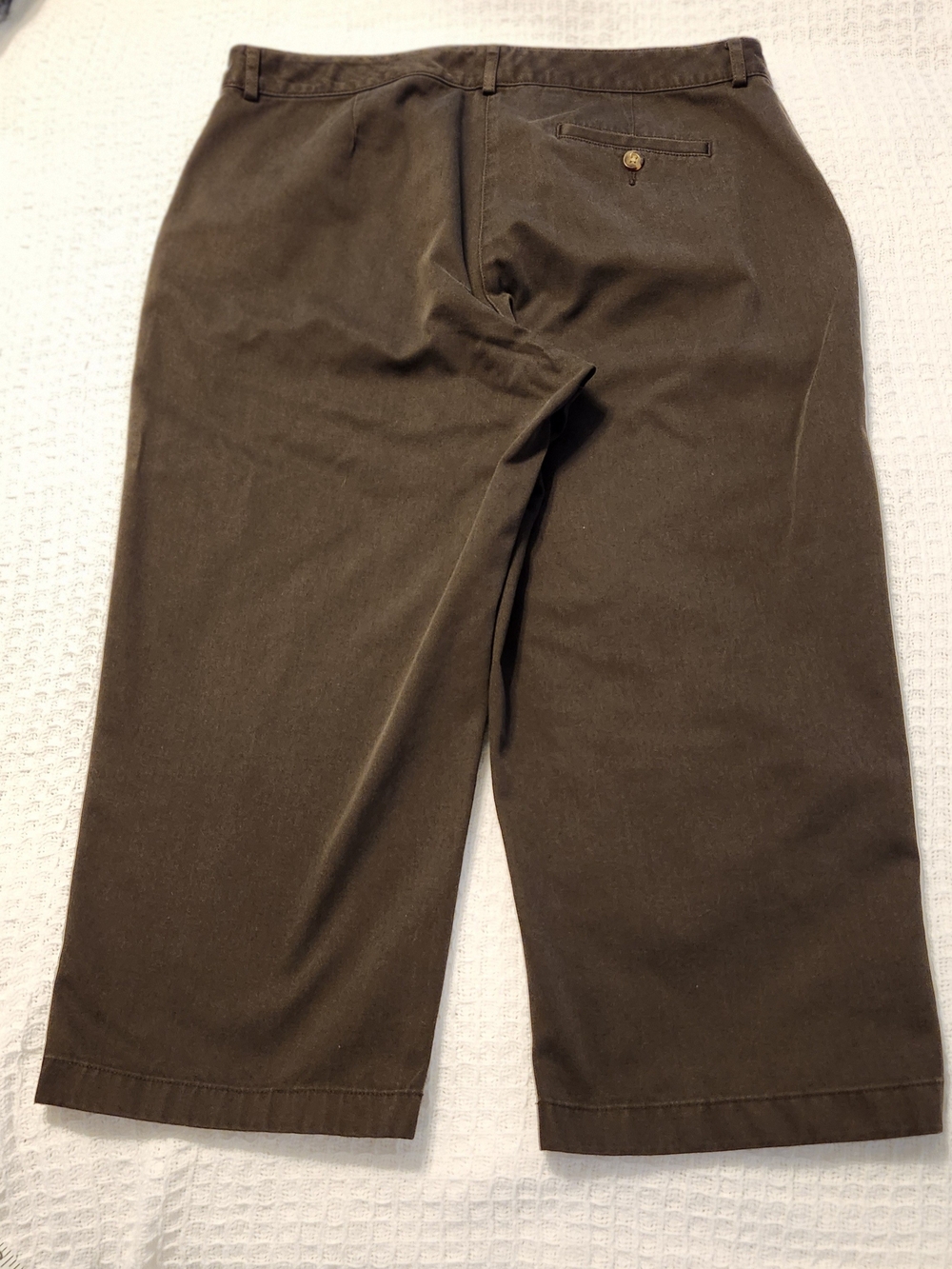 EUC L.L.Bean Size 12 Petite Straight-Fit Coffee Brown 100% Cotton Cropped Pants - Picture 3 of 3